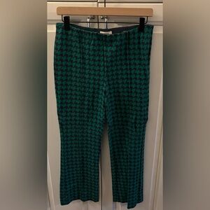 Anthropologie Maeve Green and Black Houndstooth Pants